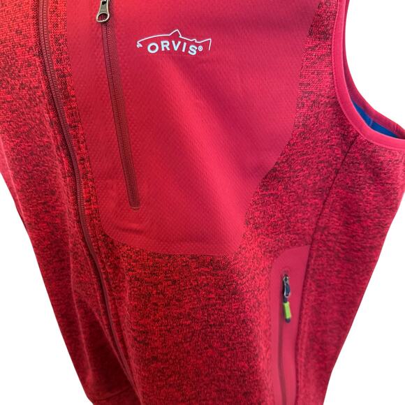 Orvis Trout Bum Vest Mens XL Red Pockets Full Zip Fleece Lined - Picture 4 of 10